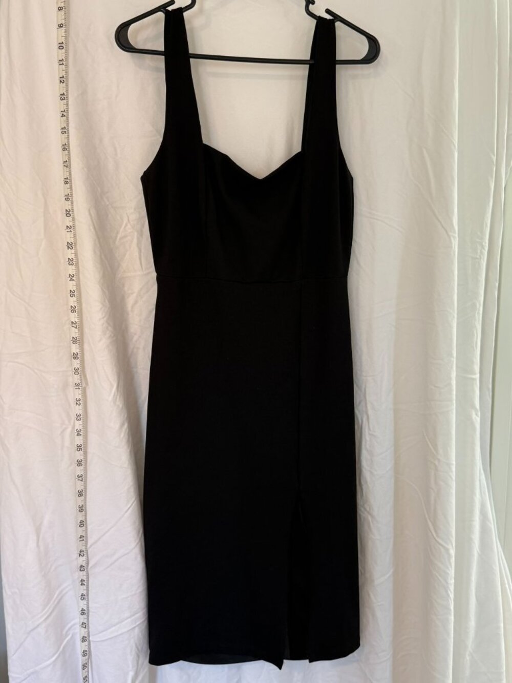 LULUS Midi Dress Womens Black Medium Side Slit Sweetheart Neck Sleeveless Ribbed